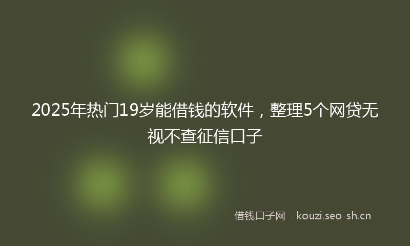 2025年热门19岁能借钱的软件，整理5个网贷无视不查征信口子
