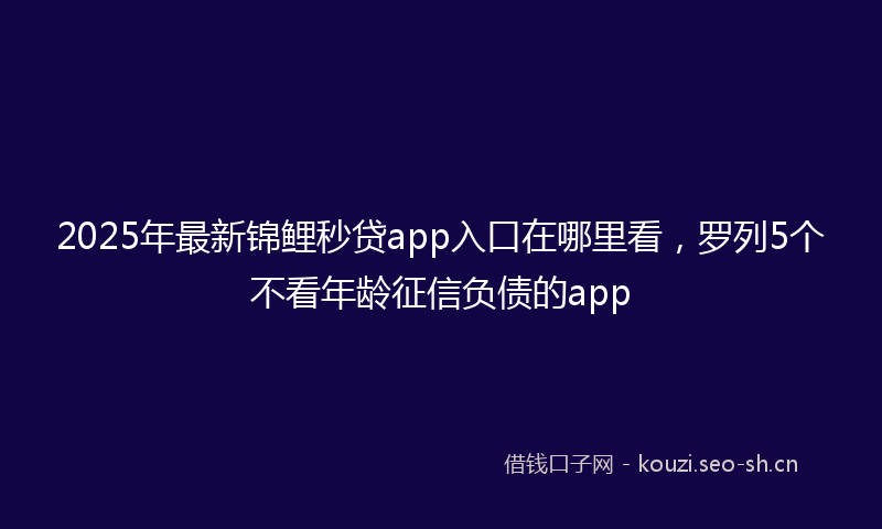2025年最新锦鲤秒贷app入口在哪里看，罗列5个不看年龄征信负债的app