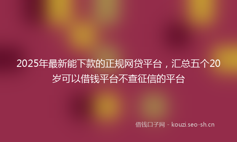 2025年最新能下款的正规网贷平台，汇总五个20岁可以借钱平台不查征信的平台