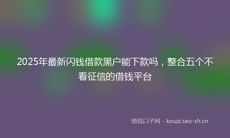 2025年最新闪钱借款黑户能下款吗，整合五个不看征信的借钱平台