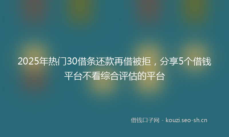 2025年热门30借条还款再借被拒，分享5个借钱平台不看综合评估的平台