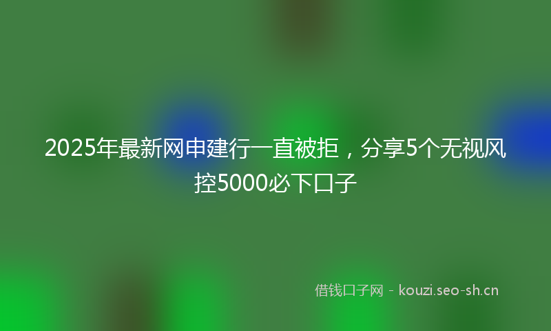 2025年最新网申建行一直被拒，分享5个无视风控5000必下口子