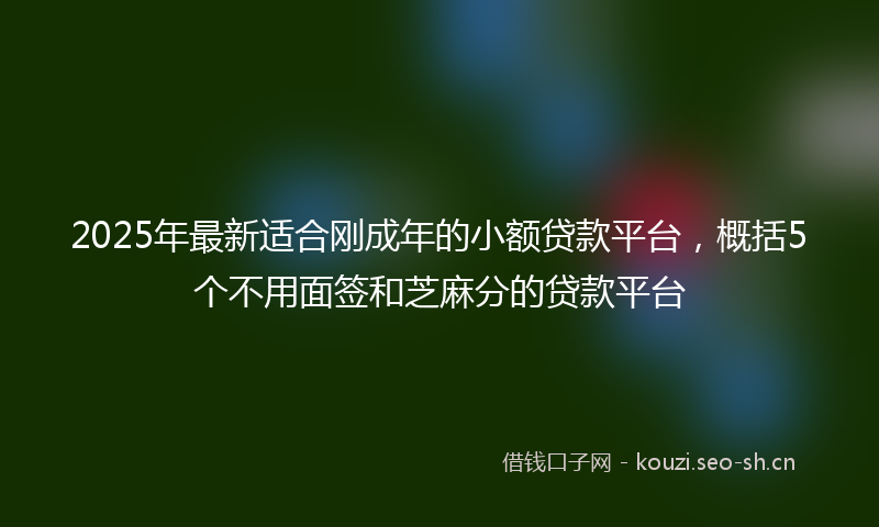 2025年最新适合刚成年的小额贷款平台，概括5个不用面签和芝麻分的贷款平台