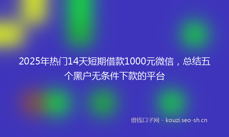 2025年热门14天短期借款1000元微信，总结五个黑户无条件下款的平台