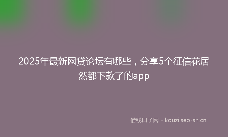 2025年最新网贷论坛有哪些，分享5个征信花居然都下款了的app