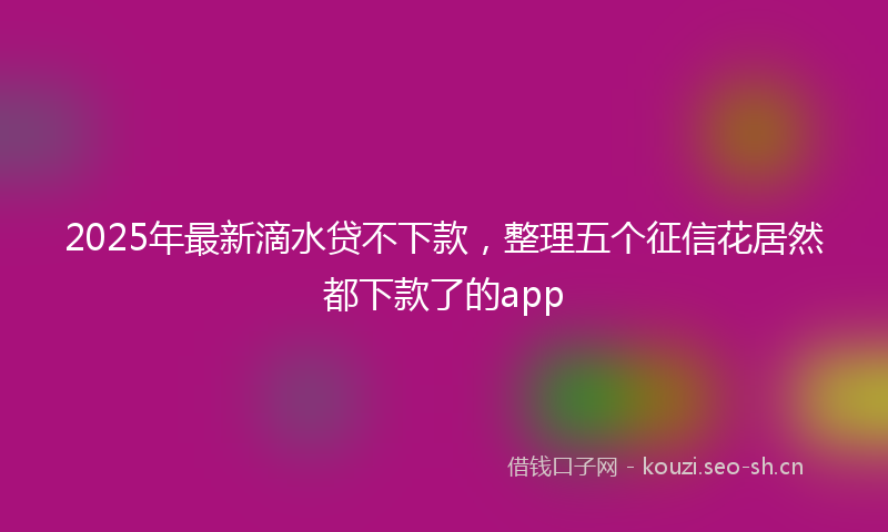 2025年最新滴水贷不下款，整理五个征信花居然都下款了的app