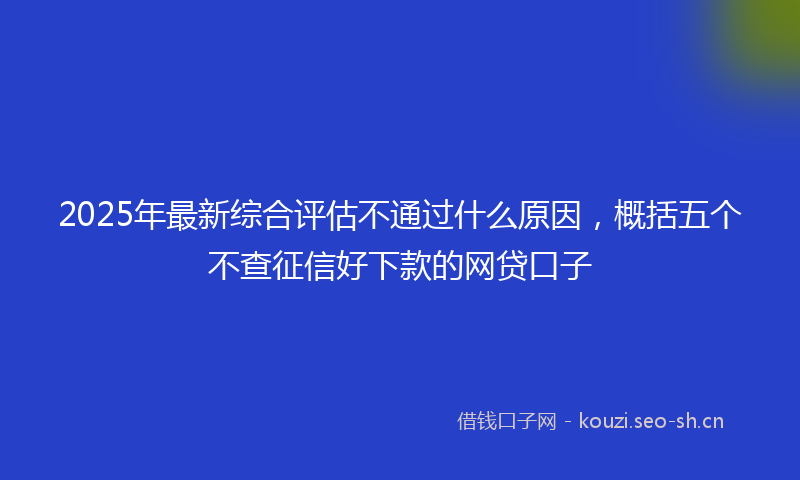 2025年最新综合评估不通过什么原因，概括五个不查征信好下款的网贷口子