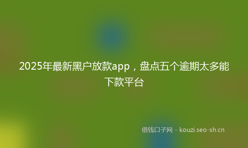 2025年最新黑户放款app，盘点五个逾期太多能下款平台