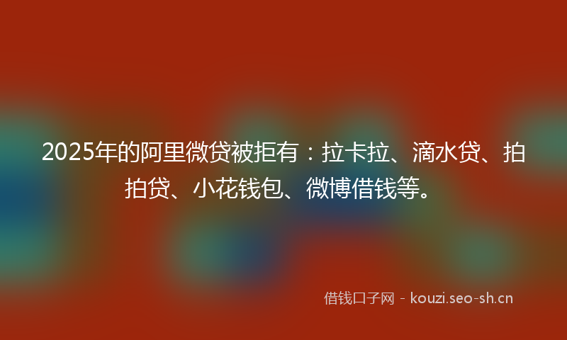 2025年的阿里微贷被拒有：拉卡拉、滴水贷、拍拍贷、小花钱包、微博借钱等。