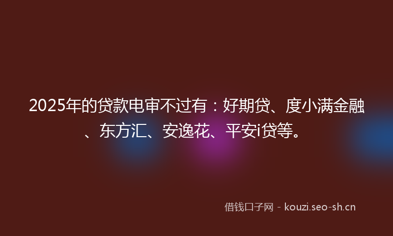 2025年的贷款电审不过有：好期贷、度小满金融、东方汇、安逸花、平安i贷等。