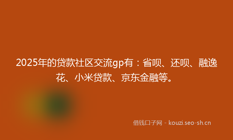 2025年的贷款社区交流gp有：省呗、还呗、融逸花、小米贷款、京东金融等。