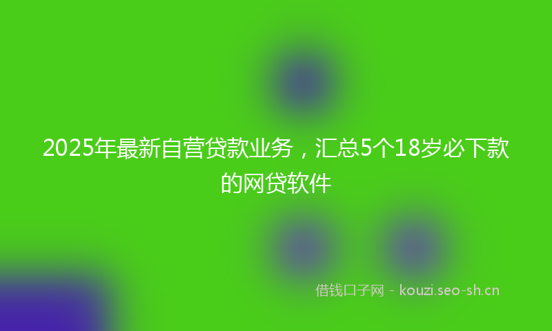 2025年最新自营贷款业务，汇总5个18岁必下款的网贷软件