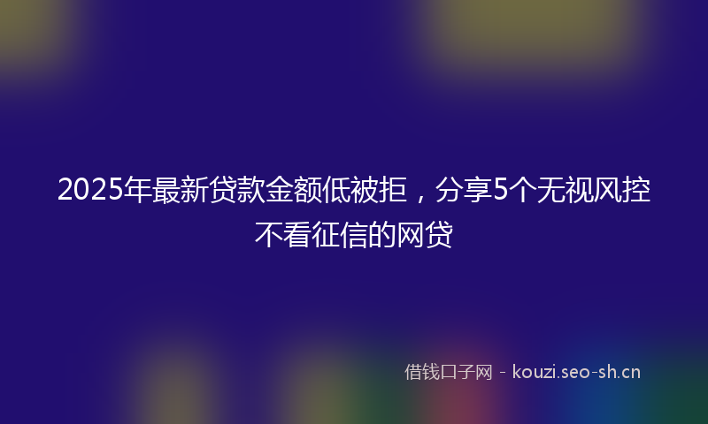 2025年最新贷款金额低被拒，分享5个无视风控不看征信的网贷