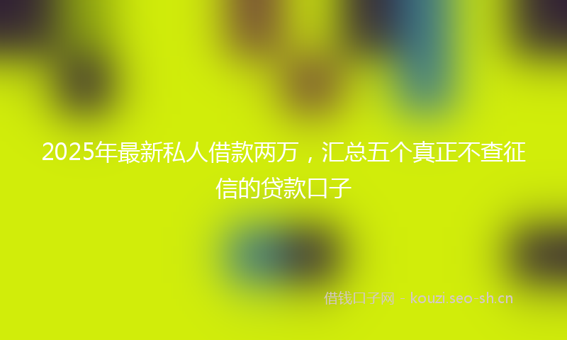 2025年最新私人借款两万，汇总五个真正不查征信的贷款口子