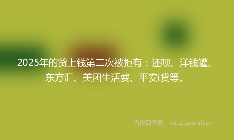 2025年的贷上钱第二次被拒有：还呗、洋钱罐、东方汇、美团生活费、平安i贷等。