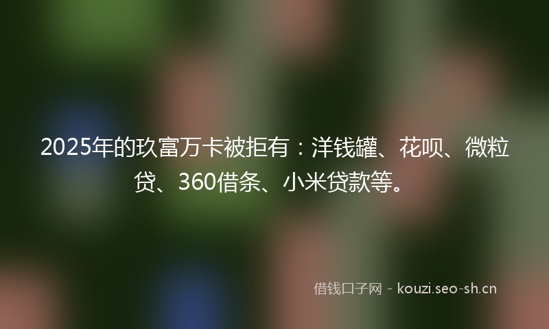 2025年的玖富万卡被拒有：洋钱罐、花呗、微粒贷、360借条、小米贷款等。