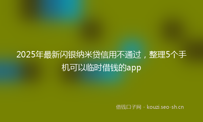 2025年最新闪银纳米贷信用不通过，整理5个手机可以临时借钱的app