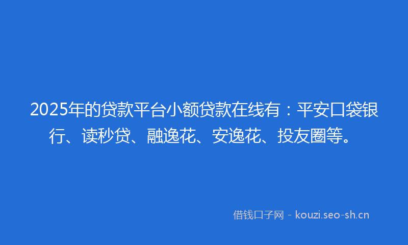 2025年的贷款平台小额贷款在线有：平安口袋银行、读秒贷、融逸花、安逸花、投友圈等。