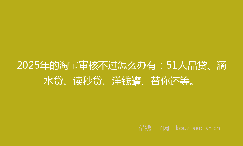 2025年的淘宝审核不过怎么办有：51人品贷、滴水贷、读秒贷、洋钱罐、替你还等。