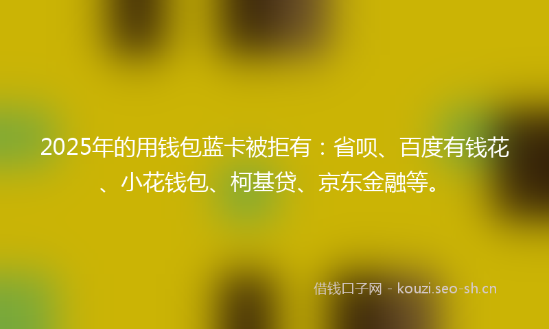2025年的用钱包蓝卡被拒有：省呗、百度有钱花、小花钱包、柯基贷、京东金融等。