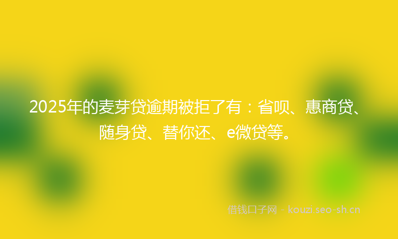 2025年的麦芽贷逾期被拒了有：省呗、惠商贷、随身贷、替你还、e微贷等。