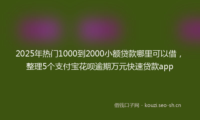 2025年热门1000到2000小额贷款哪里可以借，整理5个支付宝花呗逾期万元快速贷款app