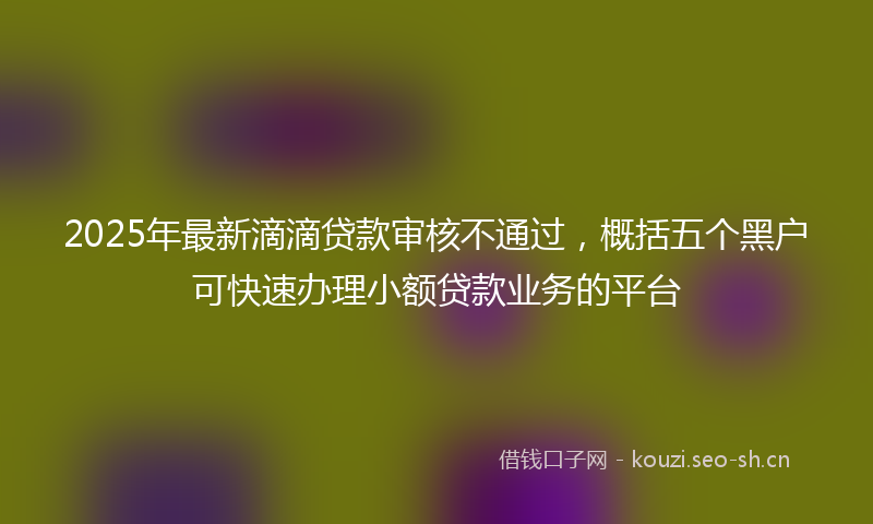 2025年最新滴滴贷款审核不通过，概括五个黑户可快速办理小额贷款业务的平台