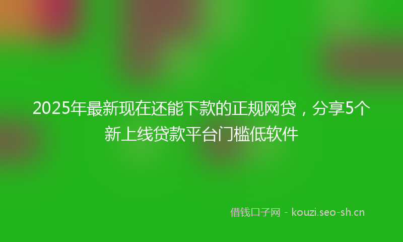 2025年最新现在还能下款的正规网贷，分享5个新上线贷款平台门槛低软件