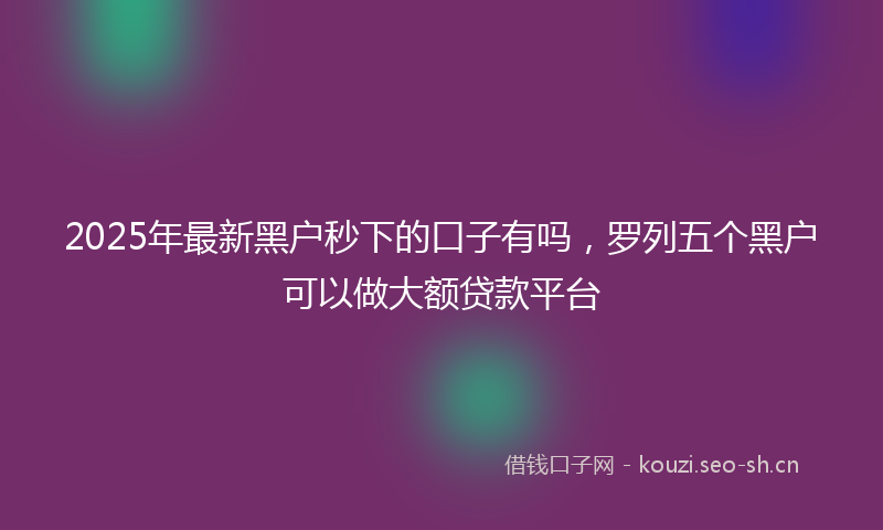 2025年最新黑户秒下的口子有吗，罗列五个黑户可以做大额贷款平台