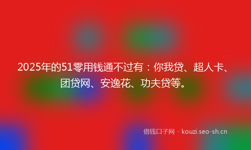2025年的51零用钱通不过有：你我贷、超人卡、团贷网、安逸花、功夫贷等。