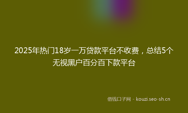 2025年热门18岁一万贷款平台不收费，总结5个无视黑户百分百下款平台