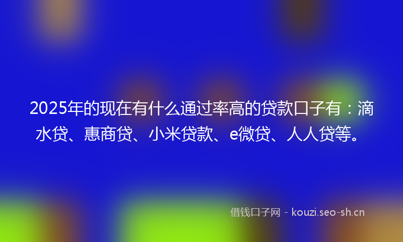 2025年的现在有什么通过率高的贷款口子有：滴水贷、惠商贷、小米贷款、e微贷、人人贷等。