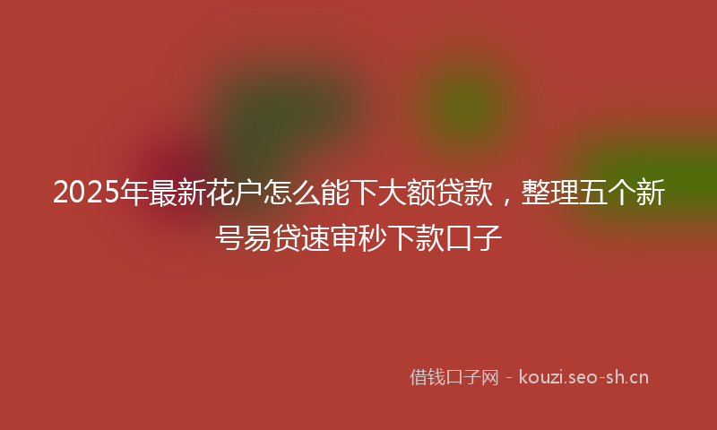 2025年最新花户怎么能下大额贷款，整理五个新号易贷速审秒下款口子