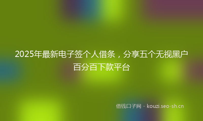 2025年最新电子签个人借条，分享五个无视黑户百分百下款平台