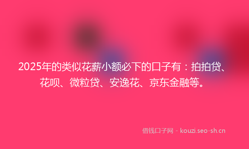 2025年的类似花薪小额必下的口子有：拍拍贷、花呗、微粒贷、安逸花、京东金融等。