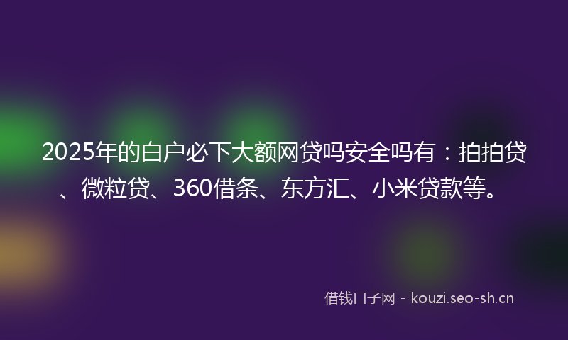 2025年的白户必下大额网贷吗安全吗有：拍拍贷、微粒贷、360借条、东方汇、小米贷款等。
