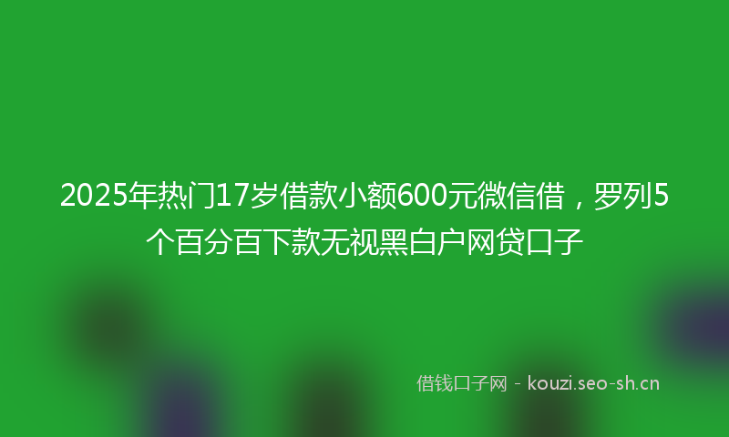 2025年热门17岁借款小额600元微信借，罗列5个百分百下款无视黑白户网贷口子