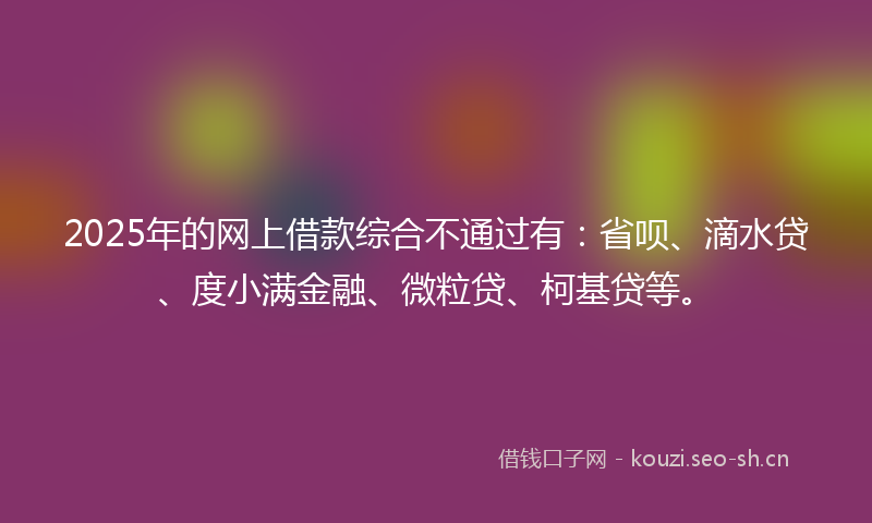 2025年的网上借款综合不通过有：省呗、滴水贷、度小满金融、微粒贷、柯基贷等。