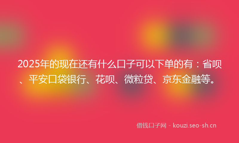 2025年的现在还有什么口子可以下单的有：省呗、平安口袋银行、花呗、微粒贷、京东金融等。