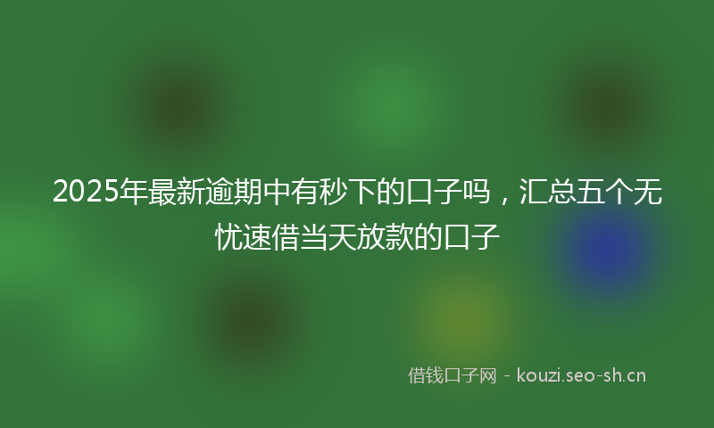 2025年最新逾期中有秒下的口子吗，汇总五个无忧速借当天放款的口子