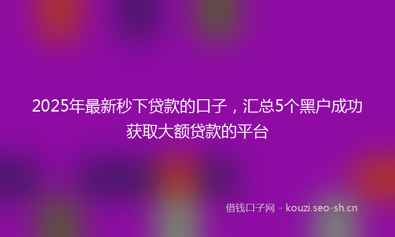 2025年最新秒下贷款的口子，汇总5个黑户成功获取大额贷款的平台