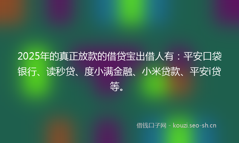 2025年的真正放款的借贷宝出借人有：平安口袋银行、读秒贷、度小满金融、小米贷款、平安i贷等。