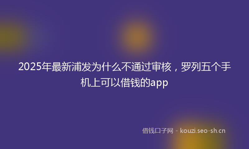2025年最新浦发为什么不通过审核，罗列五个手机上可以借钱的app