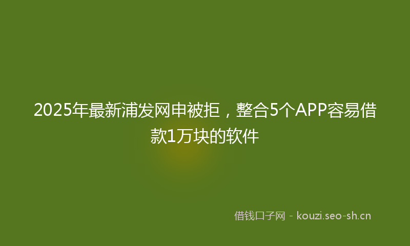 2025年最新浦发网申被拒，整合5个APP容易借款1万块的软件