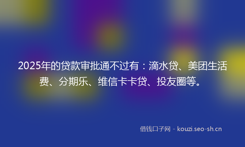 2025年的贷款审批通不过有：滴水贷、美团生活费、分期乐、维信卡卡贷、投友圈等。
