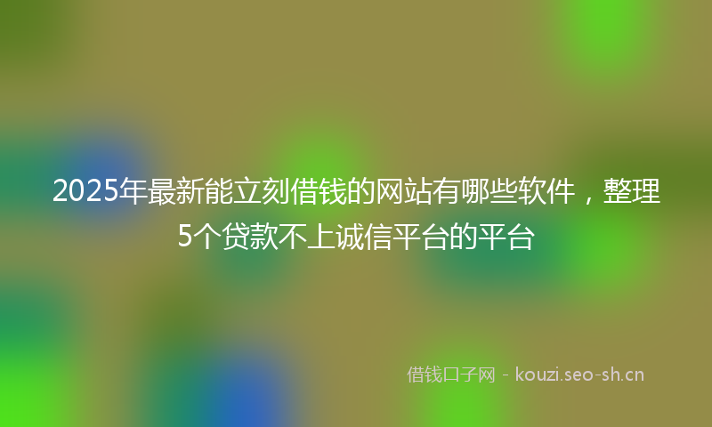 2025年最新能立刻借钱的网站有哪些软件，整理5个贷款不上诚信平台的平台