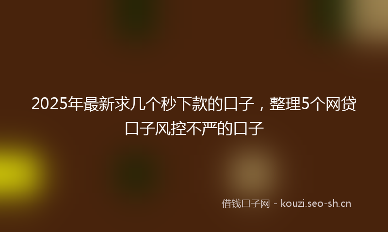 2025年最新求几个秒下款的口子，整理5个网贷口子风控不严的口子