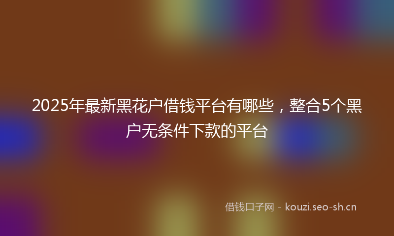 2025年最新黑花户借钱平台有哪些，整合5个黑户无条件下款的平台