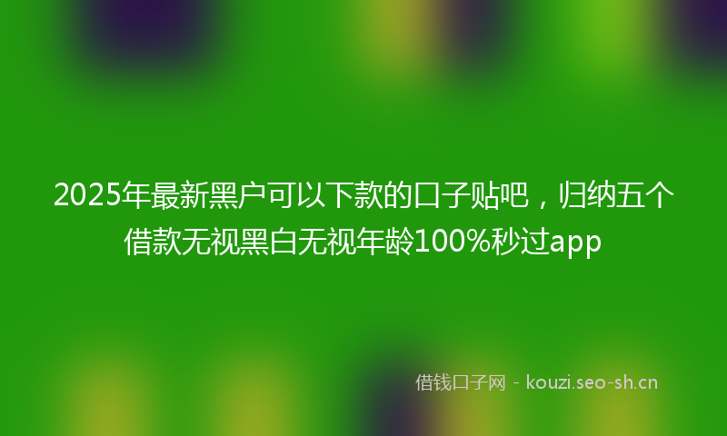 2025年最新黑户可以下款的口子贴吧，归纳五个借款无视黑白无视年龄100%秒过app