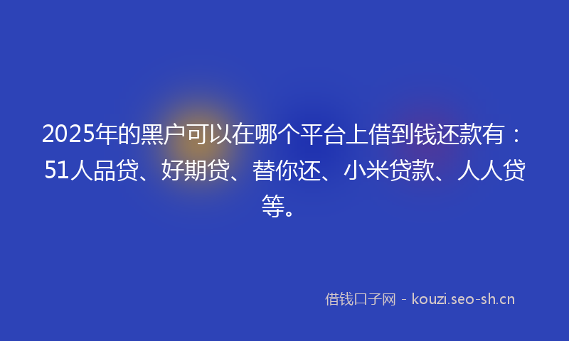 2025年的黑户可以在哪个平台上借到钱还款有：51人品贷、好期贷、替你还、小米贷款、人人贷等。